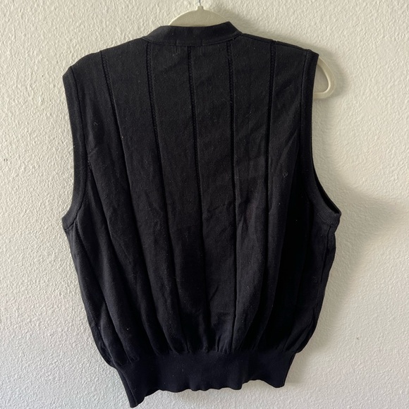 VTG Burberry Golf Made Grey Blue Sleeveless Sweater Vest Extra Fine Merino Wool - Picture 6 of 6